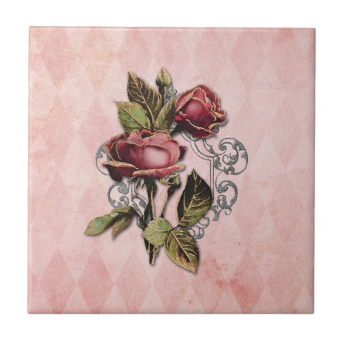 Vintage Gilded Roses Tile