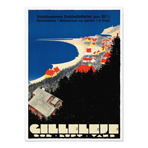 Vintage Gilleleje Denmark Travel Poster