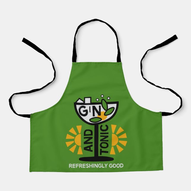 Vintage Gin And Tonic Art Apron (Front)