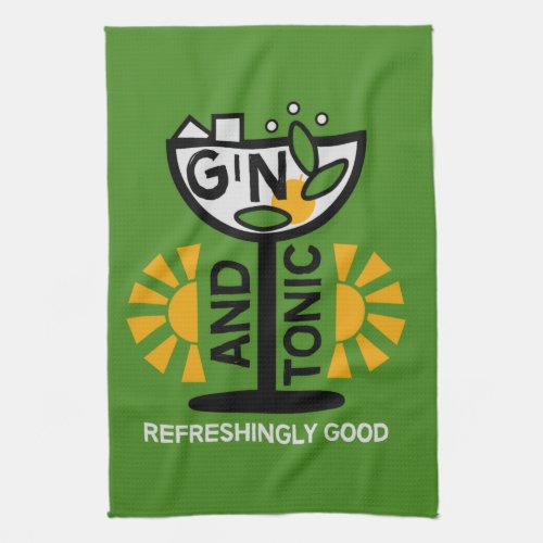 Vintage Gin And Tonic Art Kitchen Towel