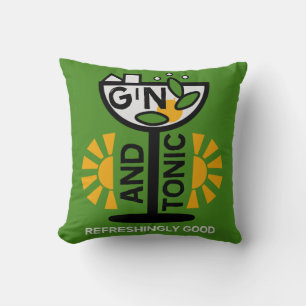 Vintage Gin And Tonic Art Throw Pillow