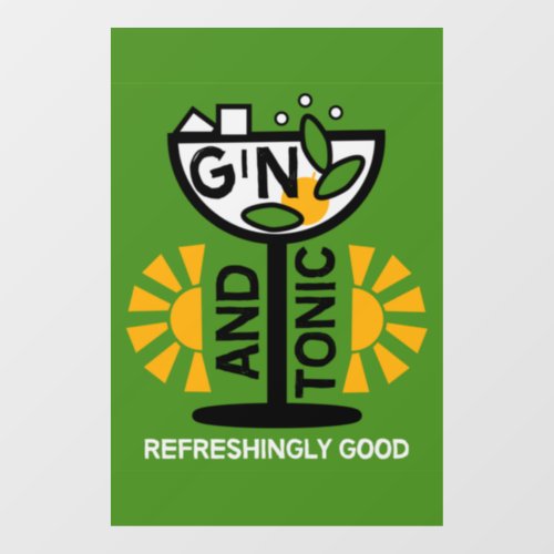 Vintage Gin And Tonic Art Window Cling