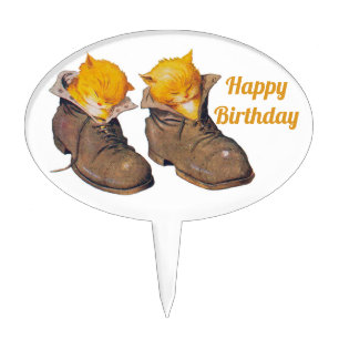VINTAGE GINGER KITTIES ~ In Boots ~ 1905 ~  Cake T Topper