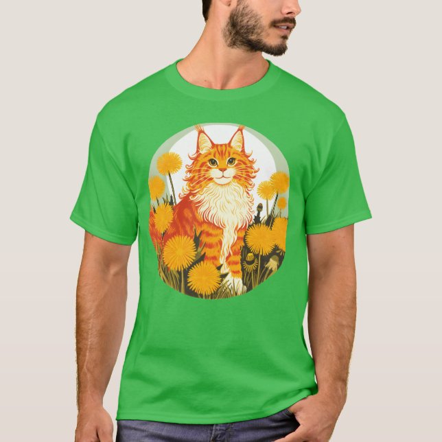 Vintage Ginger MaineCoon Cat boy T-Shirt (Front)