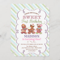 Vintage Gingerbread 1st Birthday Invitation