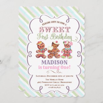 Vintage Gingerbread 1st Birthday Invitation by PaperandPomp at Zazzle