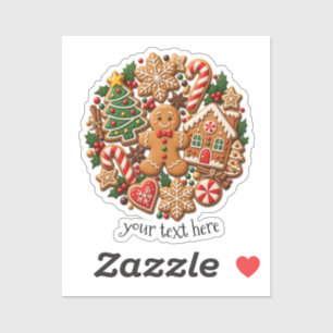 Vintage Gingerbread Cookies Cozy Christmas Bakery Sticker