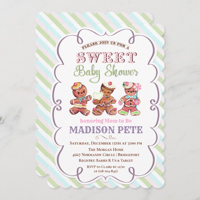 Vintage Gingerbread Holiday Baby Shower Invitation (Front/Back)