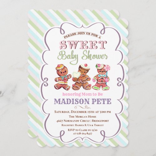 Vintage Gingerbread Holiday Baby Shower Invitation