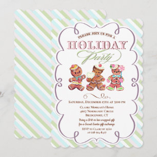 Vintage Gingerbread Holiday Party Invitation