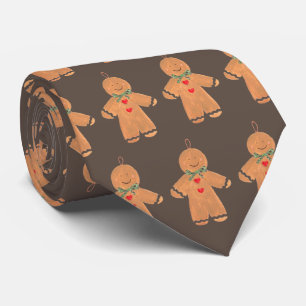 Vintage Gingerbread man Christmas Fun Brown Neck Tie