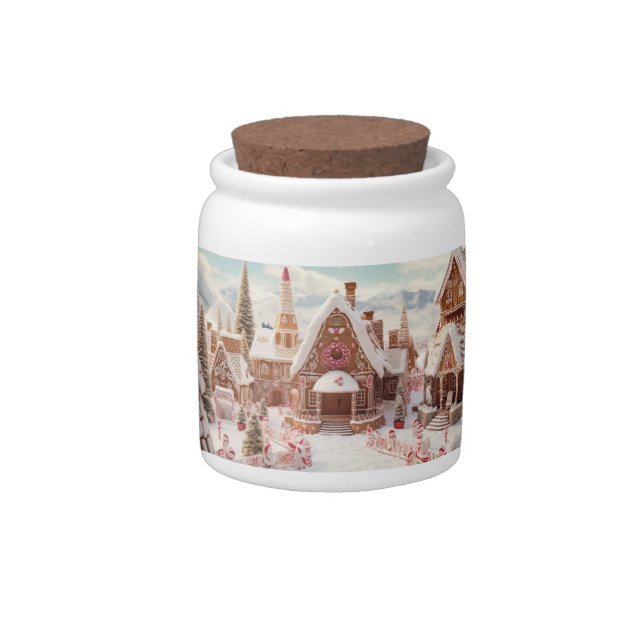 Vintage gingerbread village  candy jar (Right)