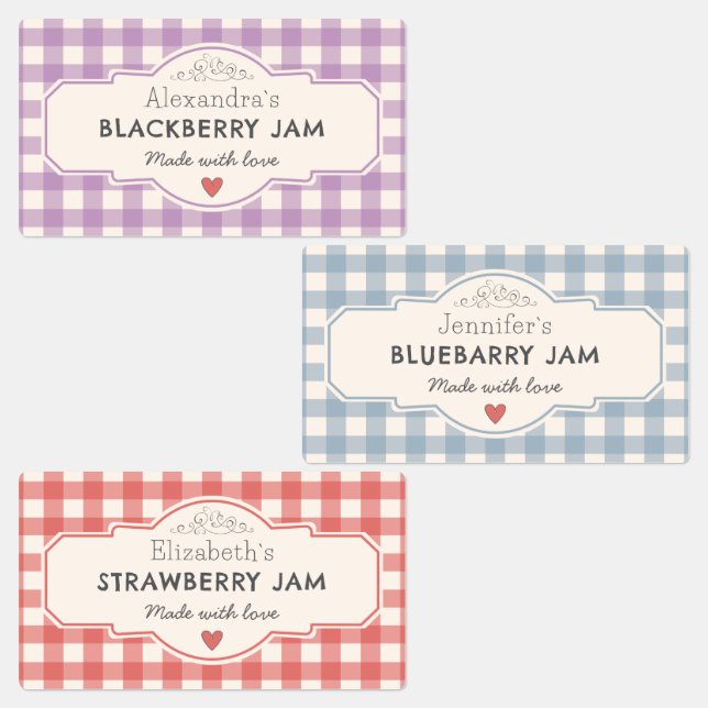 Vintage Gingham Made With Love Jar Labels (Group)