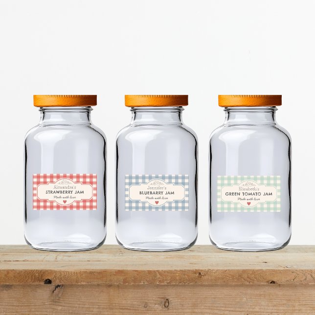 Vintage Gingham Made With Love Jar Labels (Vintage Gingham Made With Love Jar Labels)