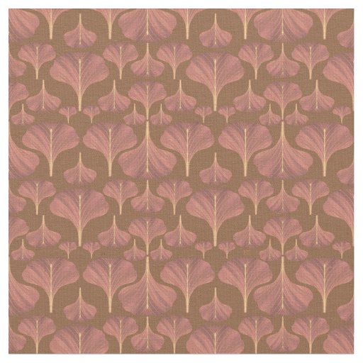 Vintage Gingko Brown Floral Pattern  Fabric
