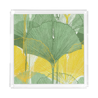 Vintage Ginkgo Biloba: Tropical Leaves Acrylic Tray