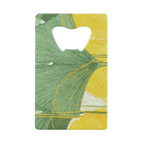 Vintage Ginkgo Biloba Tropical Leaves Credit Card Bottle Opener