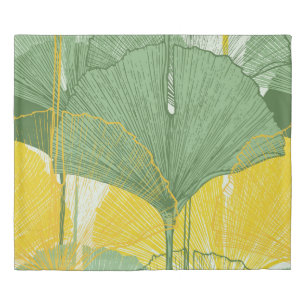 Vintage Ginkgo Biloba: Tropical Leaves Duvet Cover