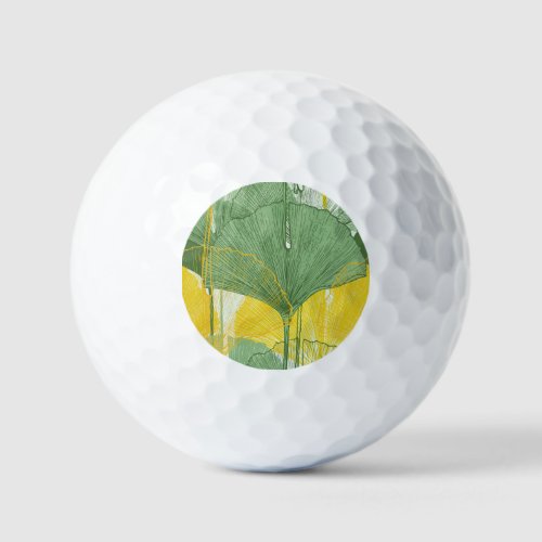 Vintage Ginkgo Biloba Tropical Leaves Golf Balls