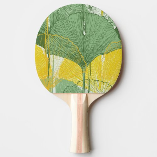 Vintage Ginkgo Biloba Tropical Leaves Ping Pong Paddle