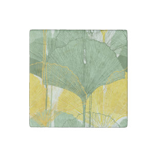 Vintage Ginkgo Biloba: Tropical Leaves Stone Magnet