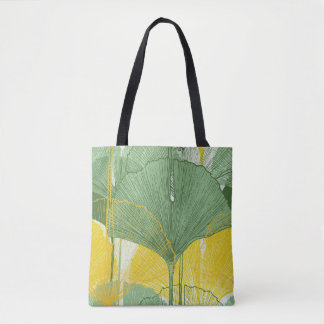 Vintage Ginkgo Biloba: Tropical Leaves Tote Bag