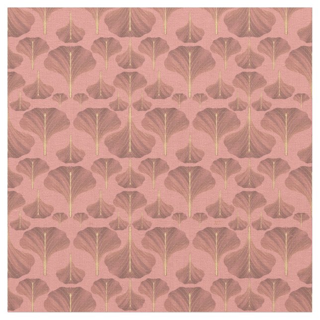 Vintage Ginkgo Floral Pattern Fabric (Close Up)