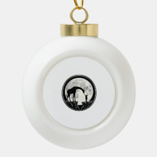 Vintage Giraffe and Child Moon Silhouette Shirt_1 Ceramic Ball Christmas Ornament