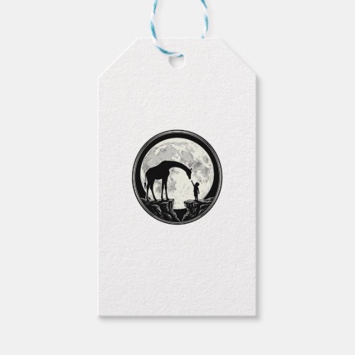 Vintage Giraffe and Child Moon Silhouette Shirt_1 Gift Tags