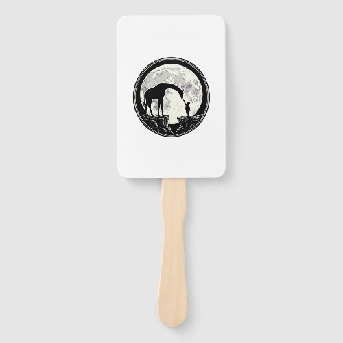 Vintage Giraffe and Child Moon Silhouette Shirt_1 Hand Fan