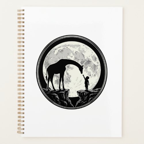 Vintage Giraffe and Child Moon Silhouette Shirt_1 Planner