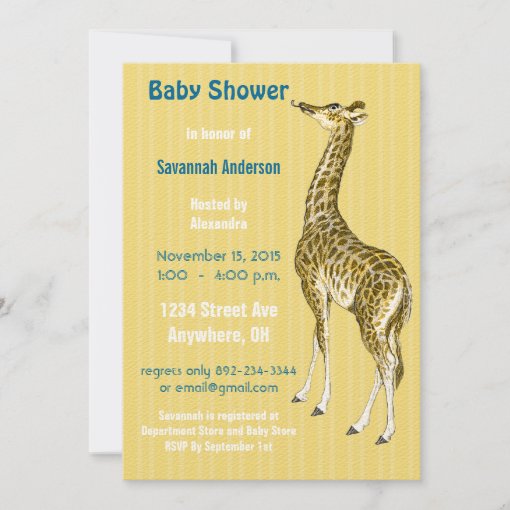 Vintage Giraffe Baby Boy Shower Invitations Zazzle