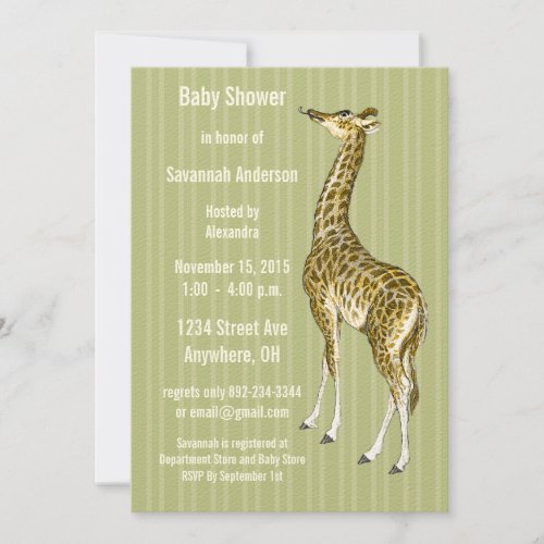 Vintage Giraffe Baby Boy Shower Invitations