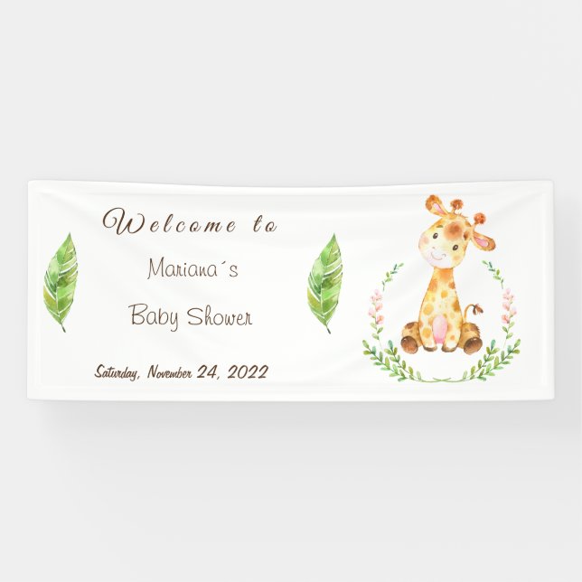 Vintage Giraffe Baby Shower Banner (Horizontal)