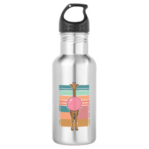 Vintage Giraffe Bubblegum Engraving Shirt Design_1 Stainless Steel Water Bottle