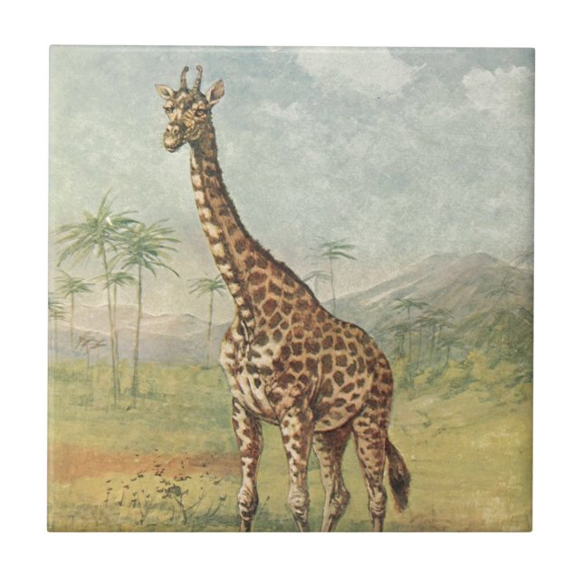 Vintage Giraffe Ceramic Tile (Front)