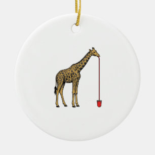 Vintage Giraffe Drinking Straw Vector Design_1 Ceramic Ornament