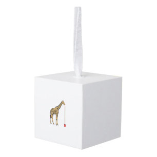 Vintage Giraffe Drinking Straw Vector Design_1 Cube Ornament