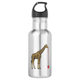 Vintage Giraffe Drinking Straw Vector Design_1 Stainless Steel Water Bottle
