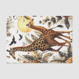 Vintage Giraffe Floral Watercolor Tissue Paper