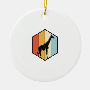 Vintage Giraffe Geometric Safari Vector Shirt_1 Ceramic Ornament