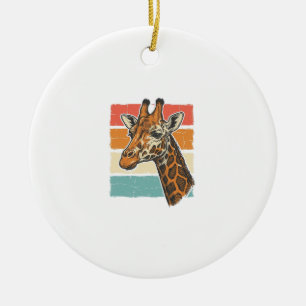 Vintage Giraffe Head Retro Sunset Vector Design_1 Ceramic Ornament