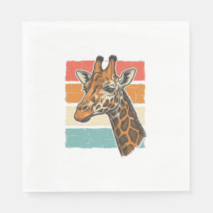Vintage Giraffe Head Retro Sunset Vector Design_1 Napkins