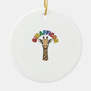 Vintage Giraffe Icon Cute Animal Shirt Design_1 Ceramic Ornament