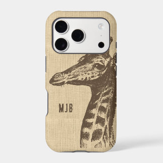 Vintage Giraffe Illustration Personalized iPhone 17 Pro Case