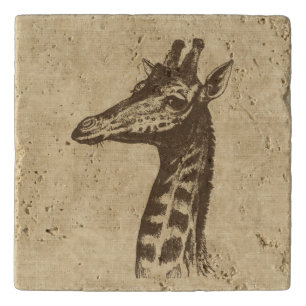 Vintage Giraffe Illustration Trivet