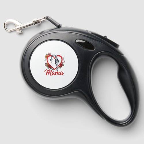Vintage Giraffe Mama Floral Heart Shirt Design_1 Retractable Pet Leash