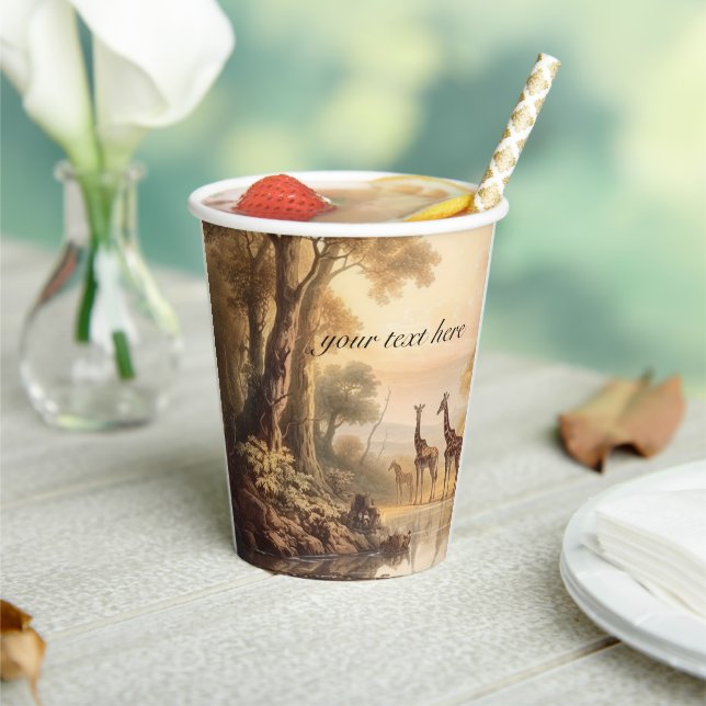 Vintage Giraffe Safari Botanical Custom Party Cup (Insitu)
