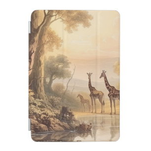 Vintage Giraffe Savannah Landscape Naturalist  iPad Mini Cover