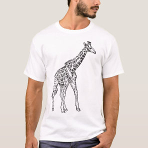 Vintage Giraffe Sketch T-Shirt – Artistic Wildlife